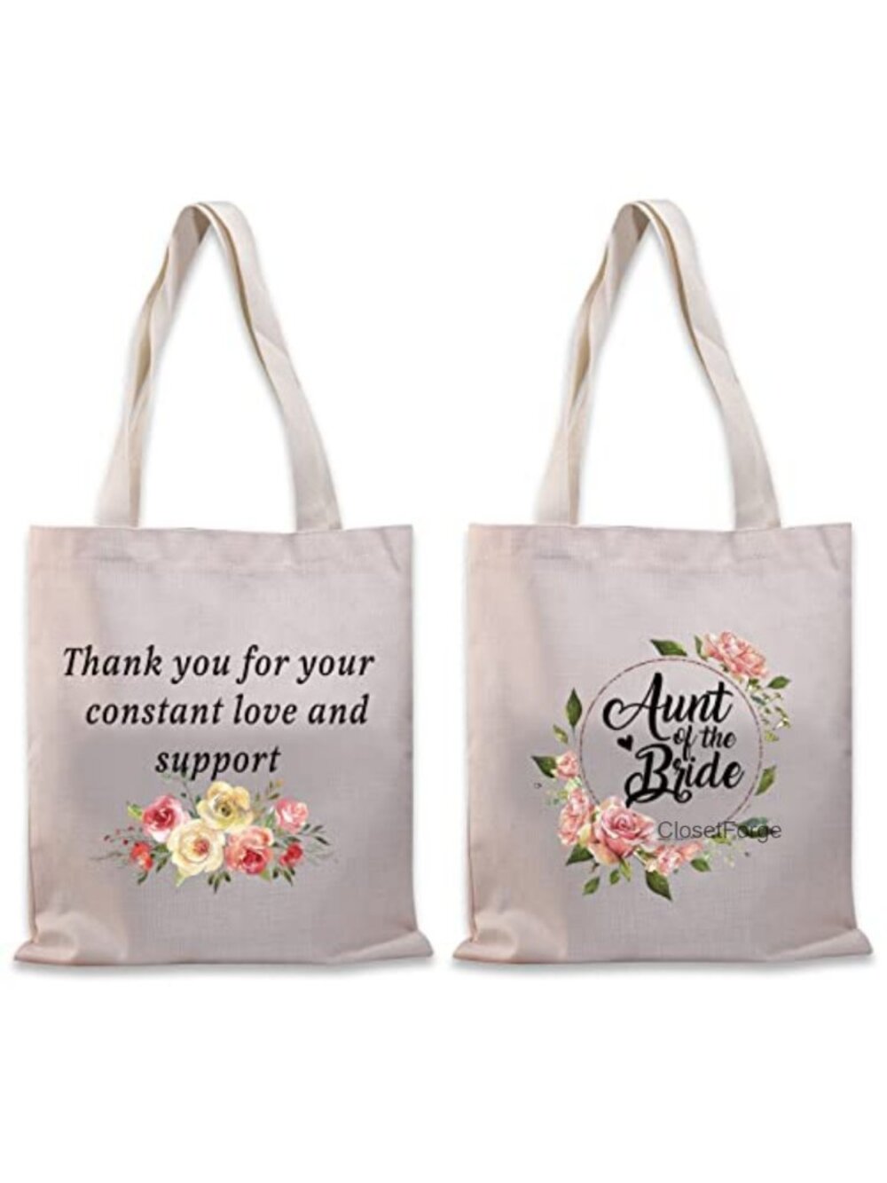 Aunt of the Bride Tote Bag Wedding Gift Canvas Shoulder Bag